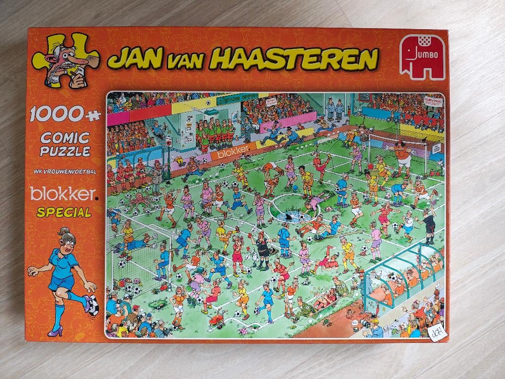 Jan van haasteren wk vrouwenvoetbal - blokker versie (1000), Ophalen, 500 t/m 1500 stukjes, Zo goed als nieuw, Legpuzzel