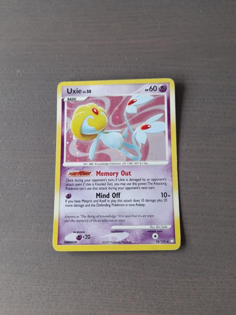 2007 mysterious treasures 18/123 uxie holo, Ophalen of Verzenden, Gebruikt, Losse kaart, Foil