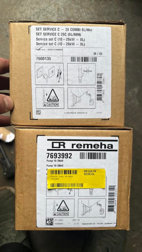 Remeha pomp 10-28kW 7693992/8016630 Remeha onderhoudsset C, Nieuw, Ophalen of Verzenden, Minder dan 20 liter, Onderdeel