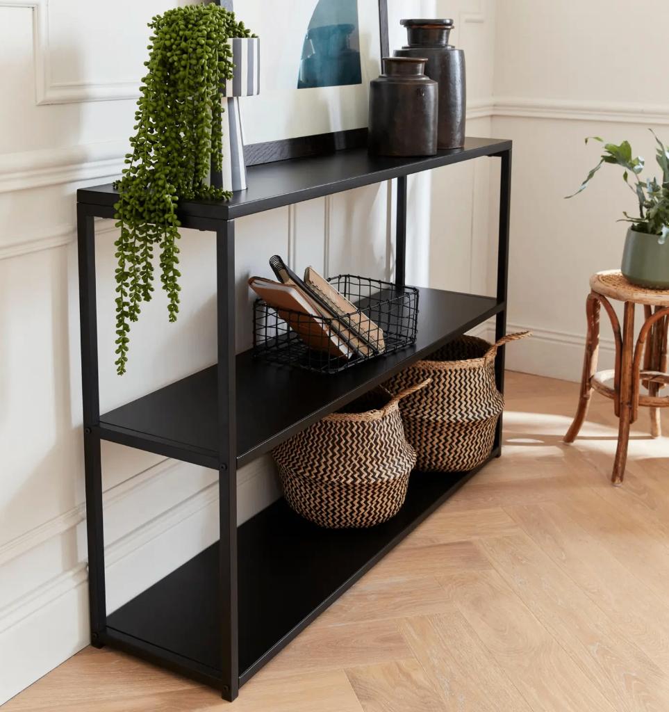 Zwarte industriële side table metaal, Ophalen, 50 tot 100 cm, Zo goed als nieuw, Metaal