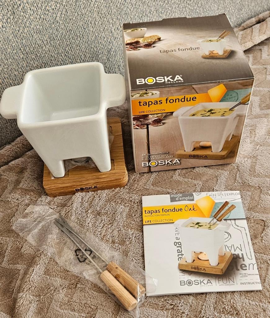 tapas fondue klein met 2 vorkjes NIEUW in de verpakking, Ophalen, Nieuw, Waxinelicht, Fondueset