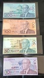 Marokko 1987 - 10, 50, 100 & 200 Dirham Biljetten, Ophalen of Verzenden, Overige landen, Setje