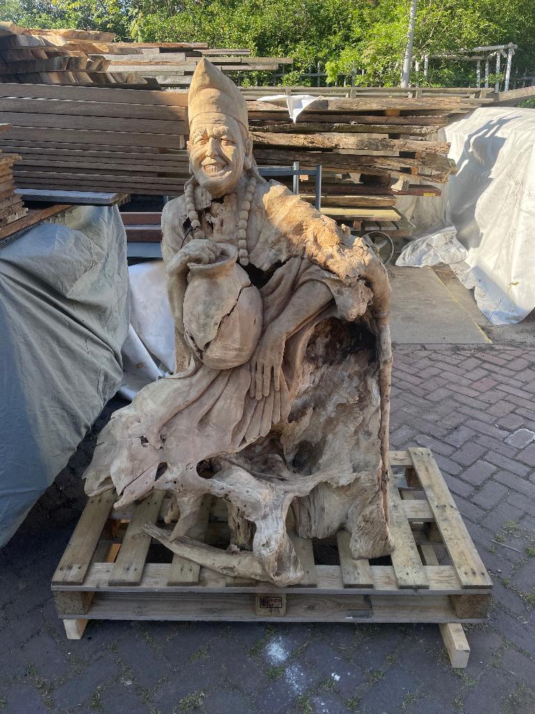 Houten beelden teak groot Suar, Antiek en Kunst, Kunst | Beelden en Houtsnijwerken, Ophalen, Houtsnijwerk, Handgemaakt, 1 meter - 2 meter