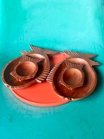 Vintage teak hout vis schalen bordjes mid-century modern, Gebruikt, Schaal, Ophalen of Verzenden, Overige vormen