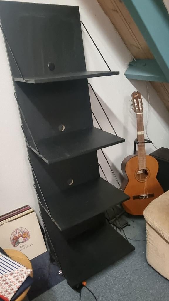 Zwart stereomeubel / audiomeubel met 4 planken, Huis en Inrichting, Ophalen