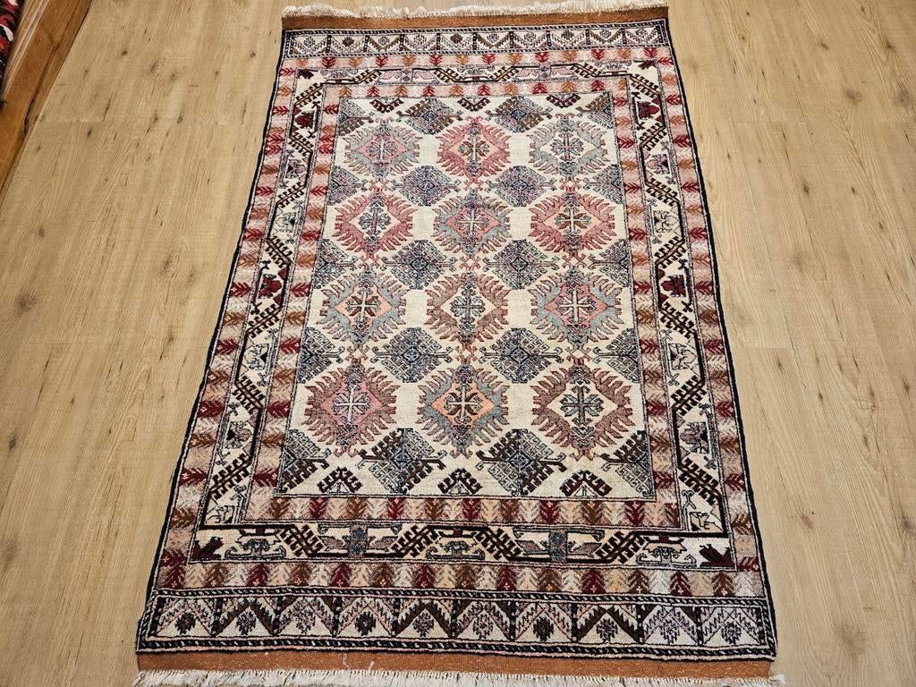 Vintage handgeknoopt oosters tapijt zijde 184x117, Huis en Inrichting, Info@SlatsAntiek.nl, Tweedehands, 100 tot 150 cm, Perzisch