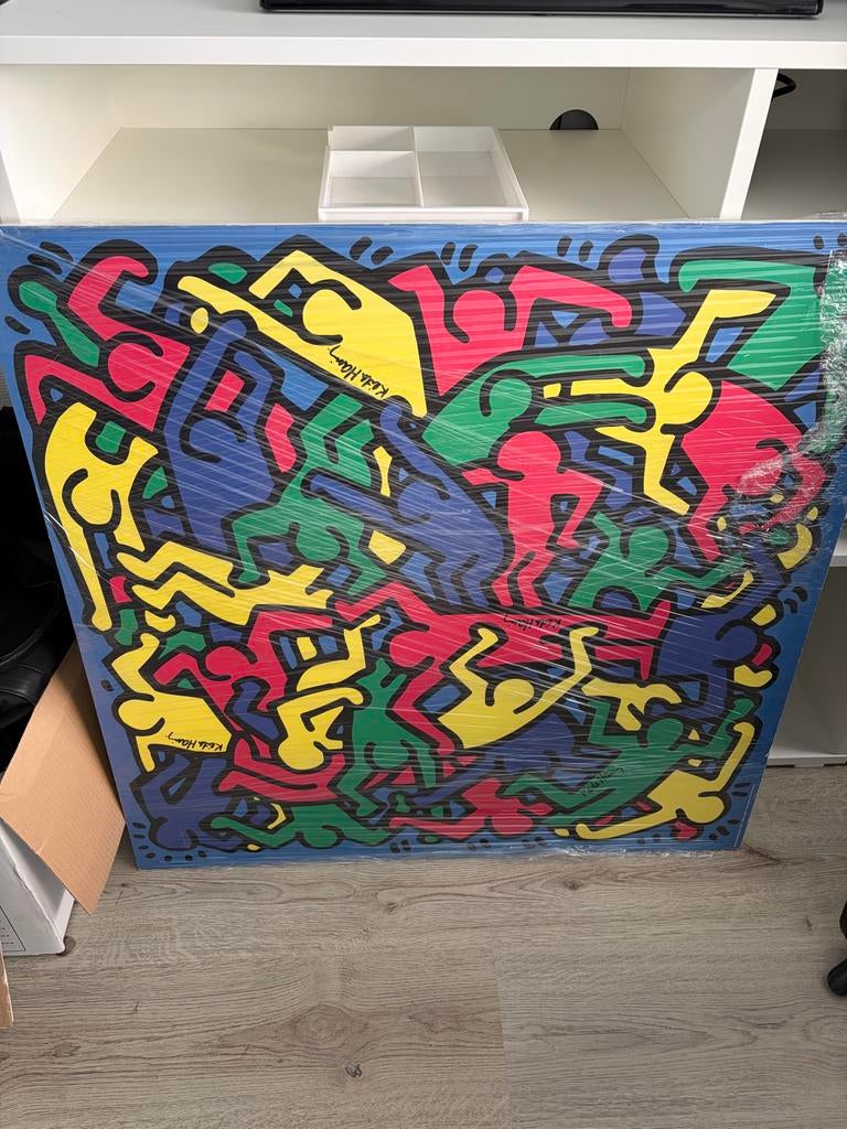 Keith Haring 'Hard Poster' - Kleurrijk Pop Art Kunstwerk, Ophalen, Oorspronkelijke maker, Zo goed als nieuw, 75 tot 100 cm