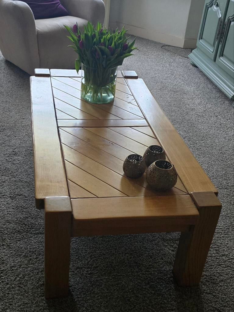 Salontafel massief licht eiken, 100 tot 150 cm, Eikenhout, Minder dan 50 cm, Rechthoekig