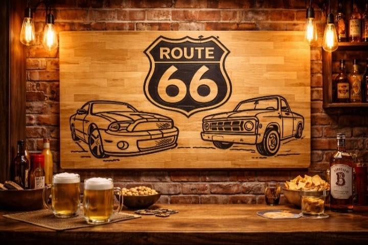 Massief houten auto/garage mancave wandbord Americana, Ophalen, Nieuw