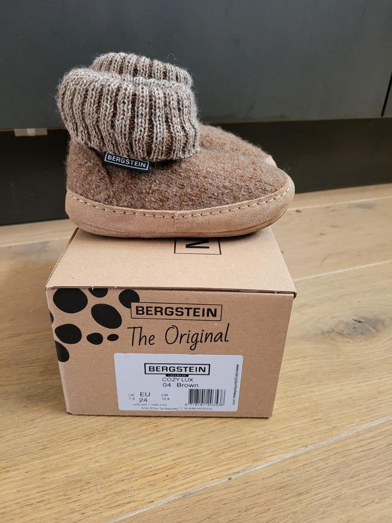 Bergstein Cozy wollen/leren slofjes maat 24 - Nieuw!, Kinderen en Baby's, Slofjes, Jongetje of Meisje, Nieuw, Ophalen of Verzenden