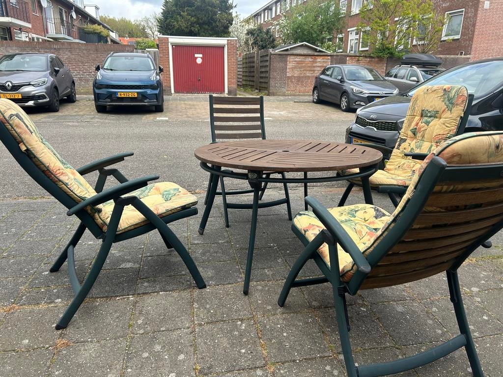 Hartman Preston Tuinset met 4 stoelen en ronde tafel, Tuin en Terras, Tuinsets en Loungesets, Ophalen, 4 zitplaatsen, Gebruikt