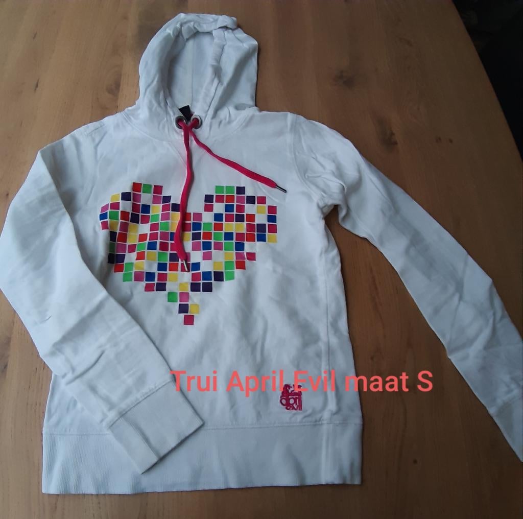 Hoody April Evil maat S, Kleding | Dames, Wit, Ophalen of Verzenden, Maat 36 (S), Gedragen