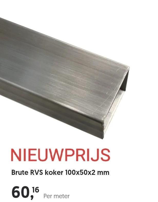 RVS KOKER 2 MTR, Ophalen, Nieuw, Rvs