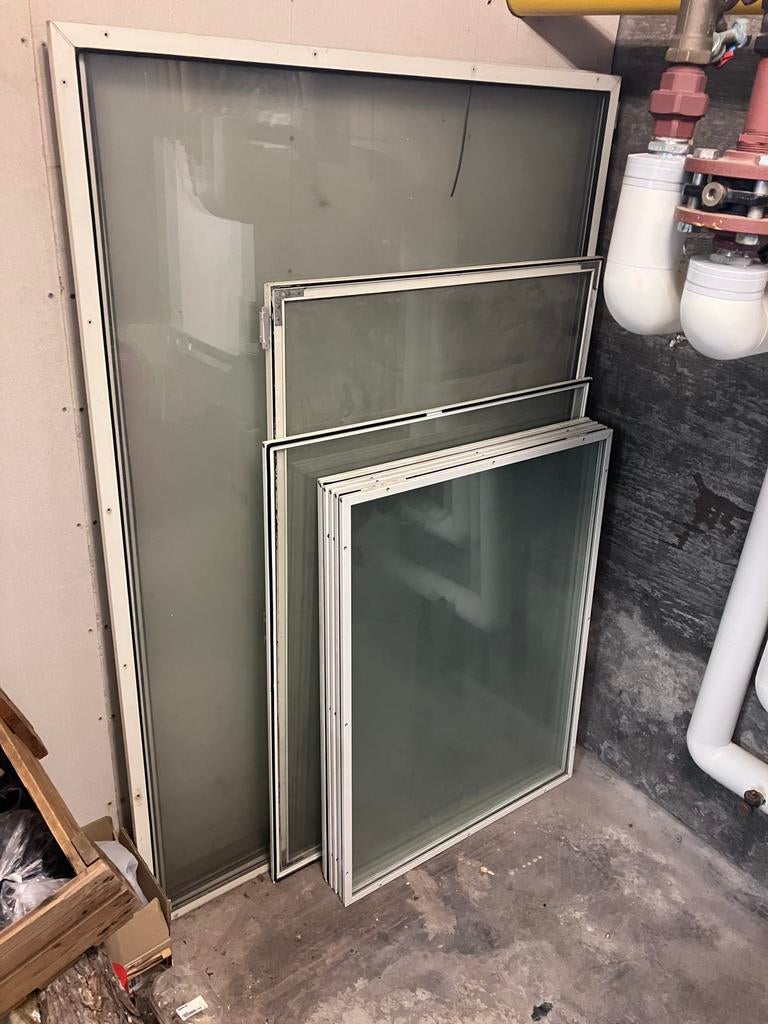 13 x Glas: glasplaat voorzetraam kas, Doe-het-zelf en Verbouw, Glas en Ramen, Ophalen, Gebruikt, 160 cm of meer, Glasplaat