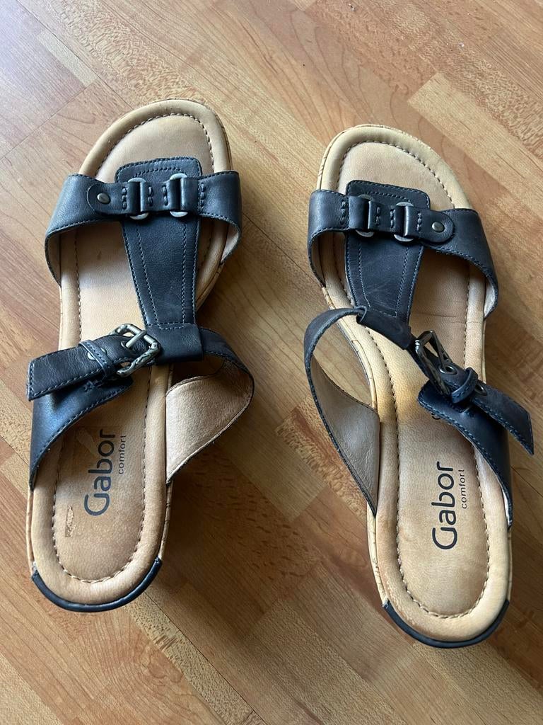 Blauwe Gabor leren sandalen, maat 9,5 (43/44), Ophalen, Blauw, Sandalen of Muiltjes, Zo goed als nieuw