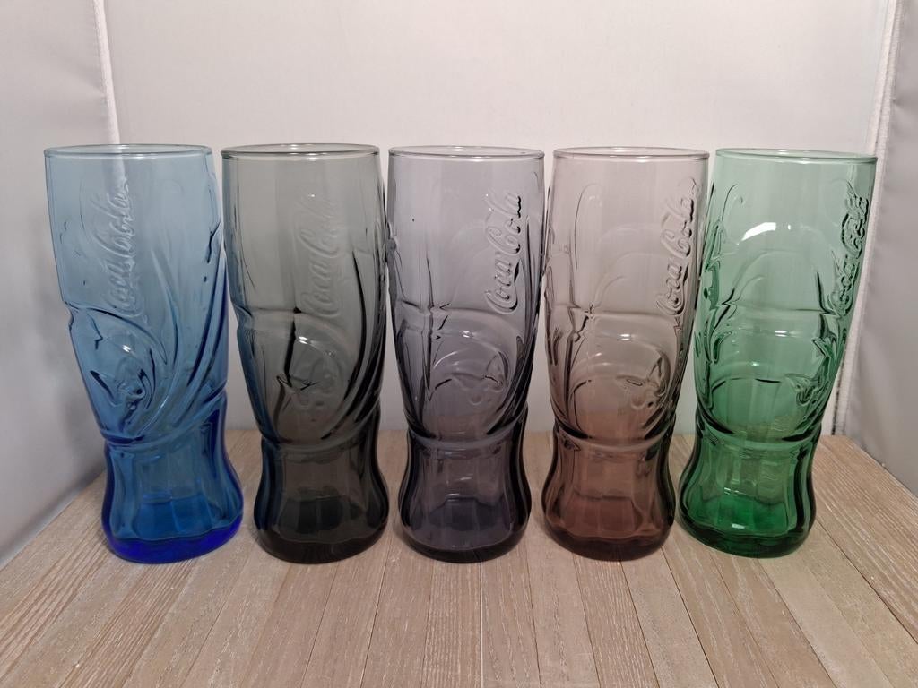 Art Nouveau design Coca Cola glazen, Verzamelen, Glas en Borrelglaasjes, Gebruikt, Frisdrankglas, Ophalen of Verzenden