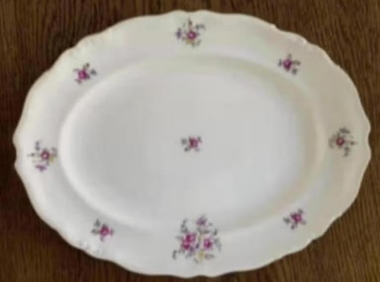 Ovalen schaal, sierbord bloemetjes; Epiag Tsjechoslowakije, Ophalen of Verzenden