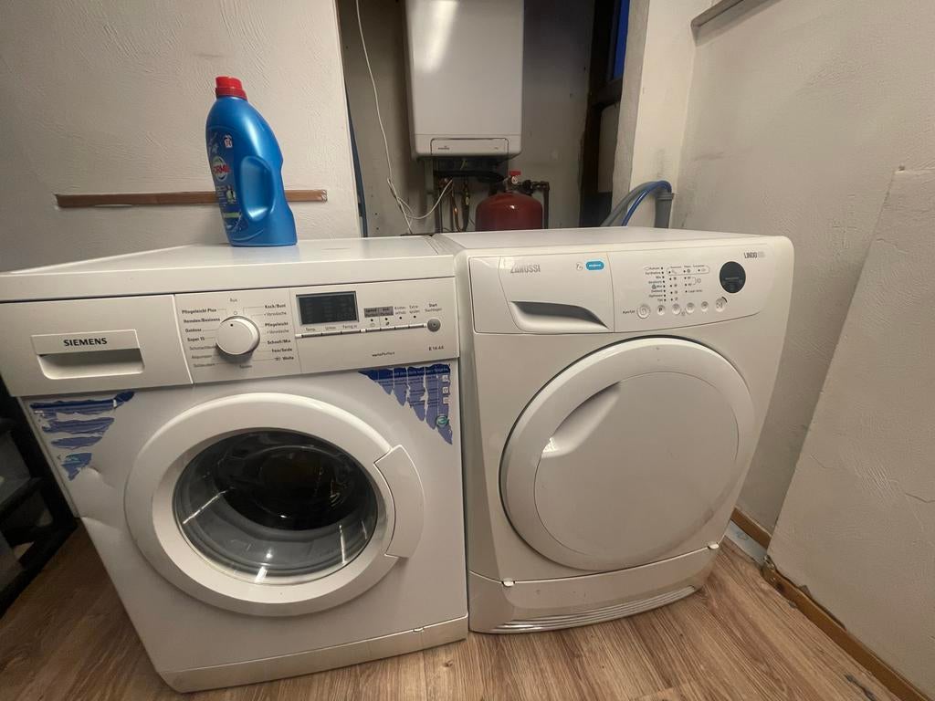 Siemens wasmachine en Zanussi condensdroger, Witgoed en Apparatuur, Wasmachines, Ophalen, Gebruikt, Voorlader, Kort programma