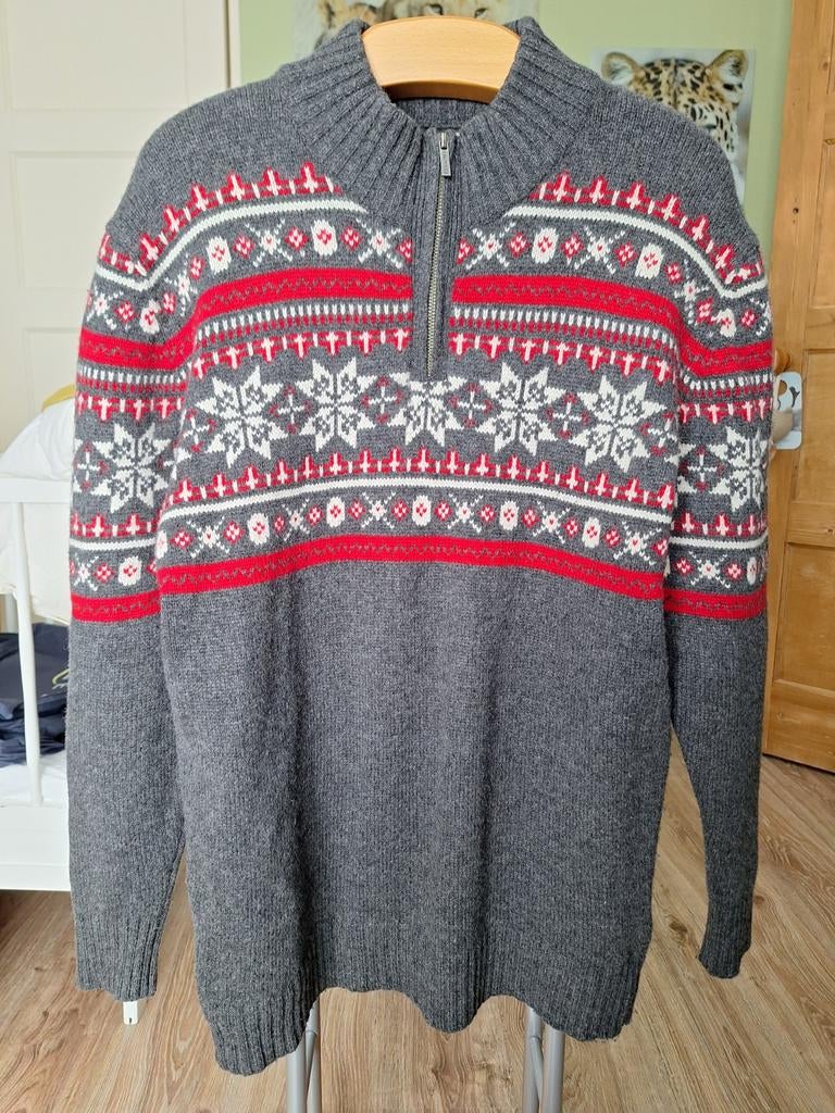 Trui met Noors motief, Ophalen of Verzenden, Zo goed als nieuw, Maat 56/58 (XL), Grijs