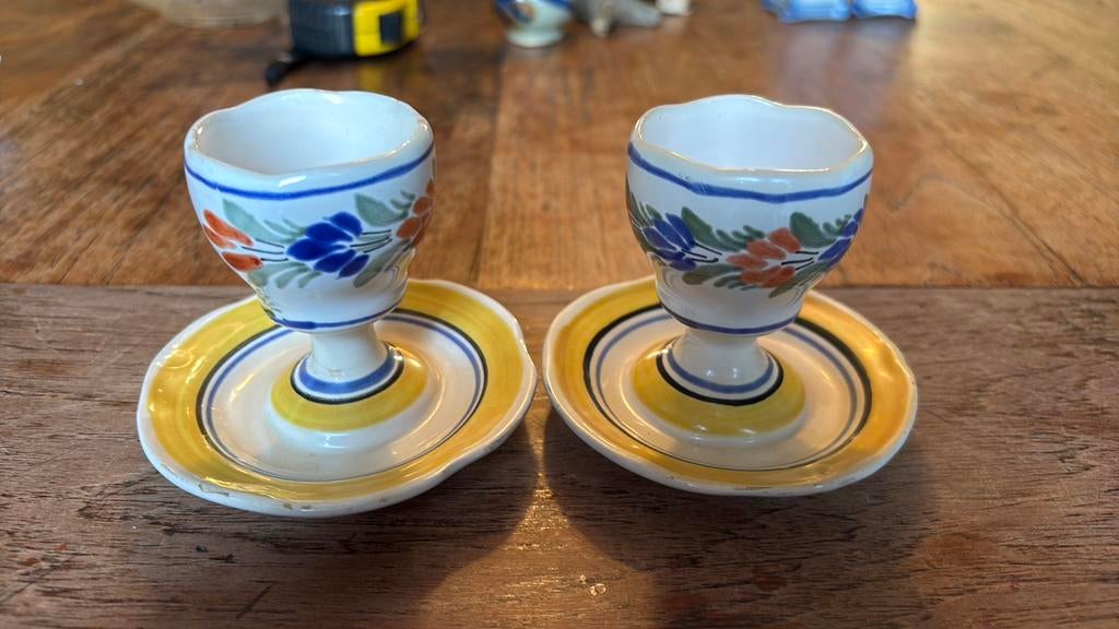 Oude eierdopjes Henriot Quimper, Ophalen of Verzenden