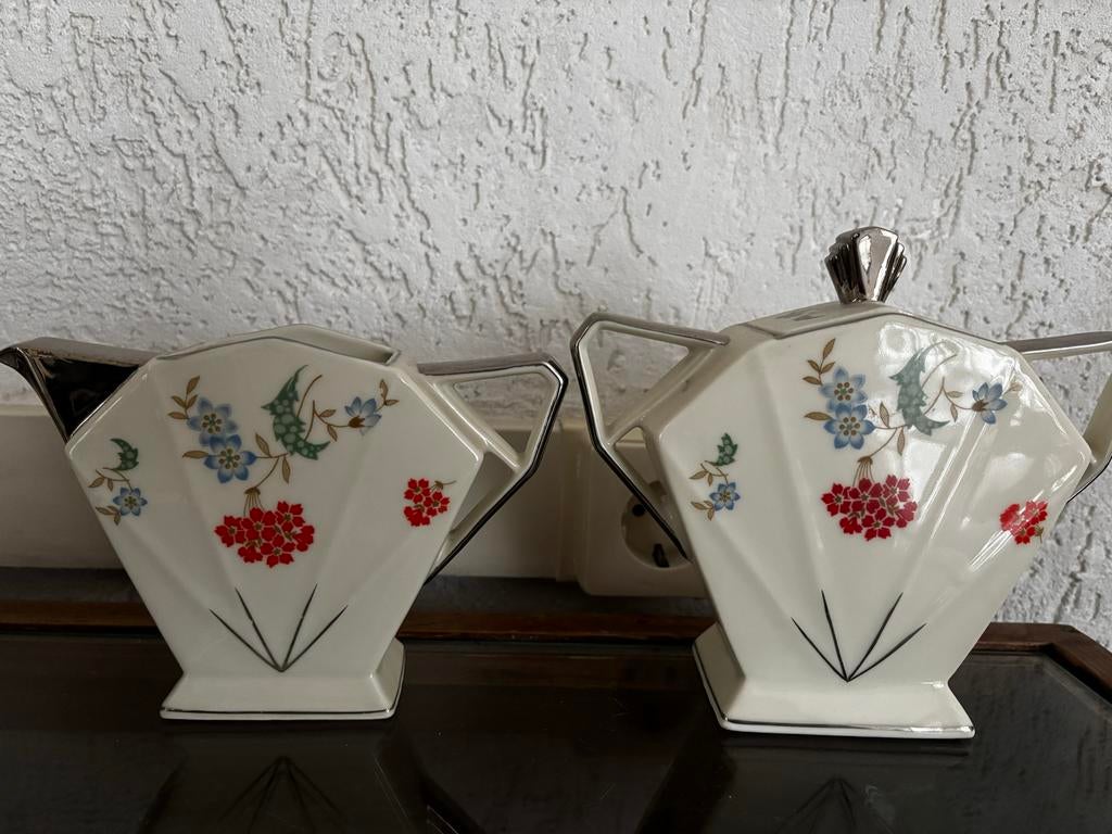 Vintage Melk- en Suikerpot Set met Bloemenmotief, Ophalen of Verzenden