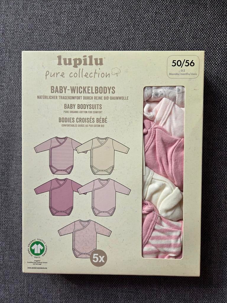Lupilu overslag rompers roze maat 50/56 (5 stuks), Kinderen en Baby's, Babykleding | Maat 50, Ophalen of Verzenden, Nieuw, Lupilu