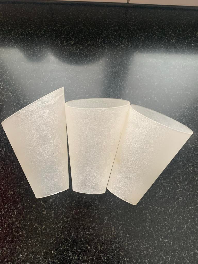 Set van 3 matte glazen kelkjes voor lamp, Ophalen of Verzenden, Gebruikt