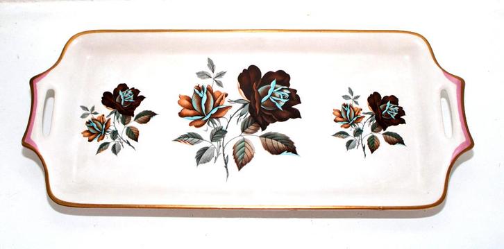 Prachtige Gouda Plateel Cakeschaal Rozen Keramiek Gouda, Antiek en Kunst, Antiek | Keramiek en Aardewerk, Ophalen of Verzenden