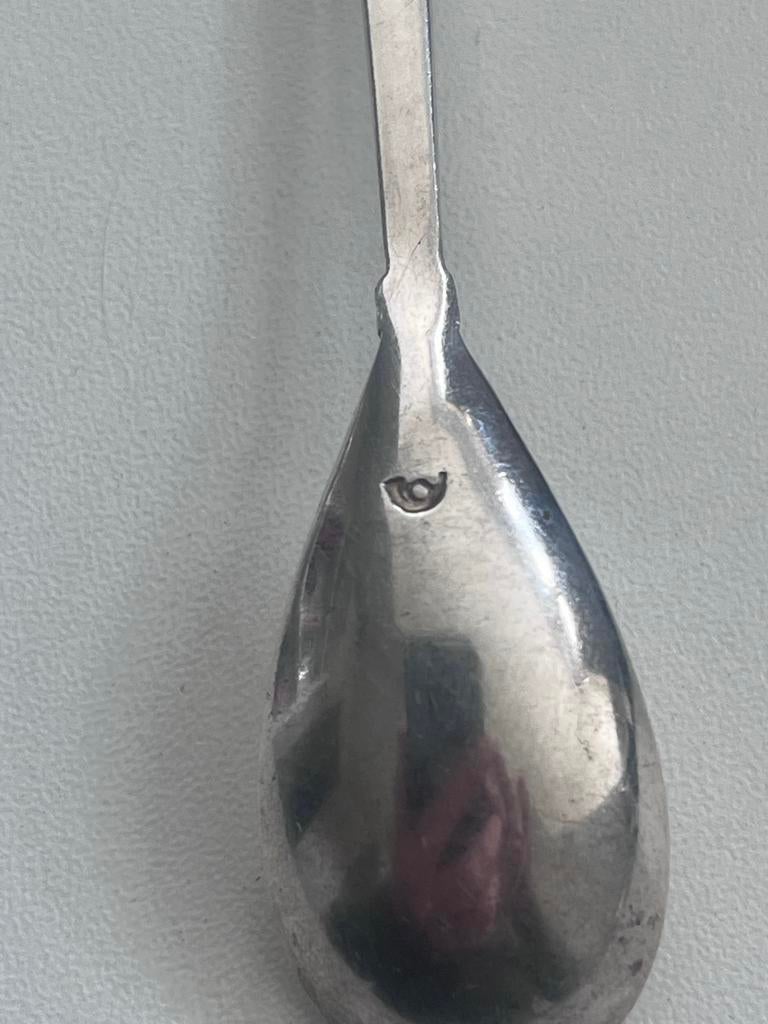 Verzilverde lepel met ooievaar en kroon, Antiek en Kunst, Ophalen of Verzenden