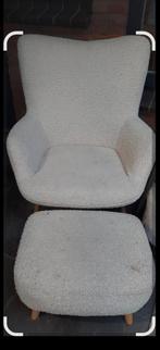 JYSK HVILSTED Fauteuil met voetenbank - Off-white teddy, Gebruikt, Modern, Scandinavisch, 75 tot 100 cm, Ophalen of Verzenden