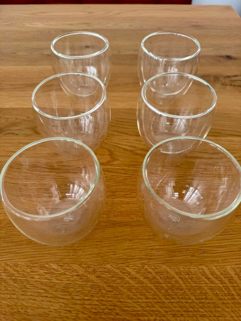 Schott Zwiesel dubbelwandige koffieglazen (6x), Ophalen of Verzenden, Zo goed als nieuw, Glas, Overige merken