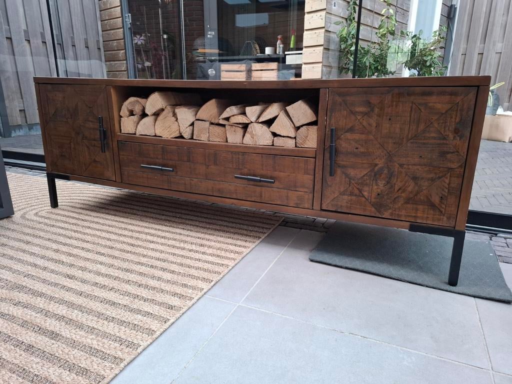 Massief houten TV meubel Trendhopper 175cm, Ophalen of Verzenden, 25 tot 50 cm, 150 tot 200 cm, Minder dan 100 cm