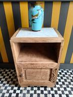 Antiek eiken nachtkastje met marmeren blad., Ophalen, Gebruikt, Minder dan 45 cm, 70 cm of meer