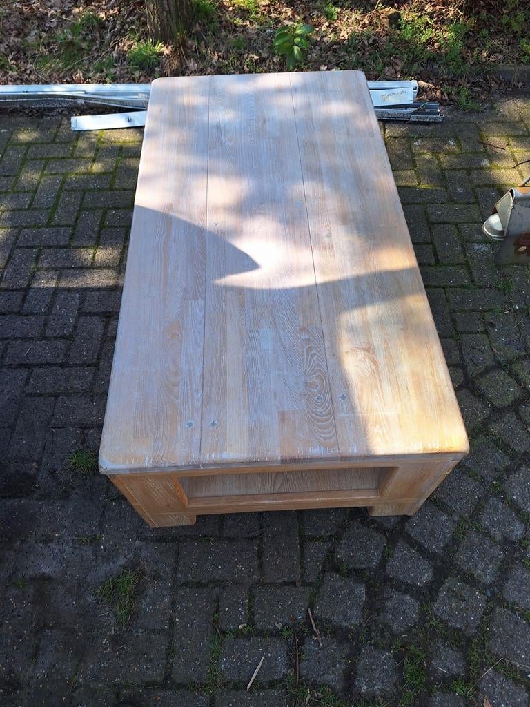 Eiken witte was salon tafel, Ophalen, 100 tot 150 cm, 50 tot 100 cm, Minder dan 50 cm