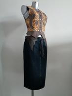 Strenesse - Gabrielle Strehle denim rok met leer, 36, NIEUW, Strenesse, Blauw, Nieuw, Ophalen of Verzenden