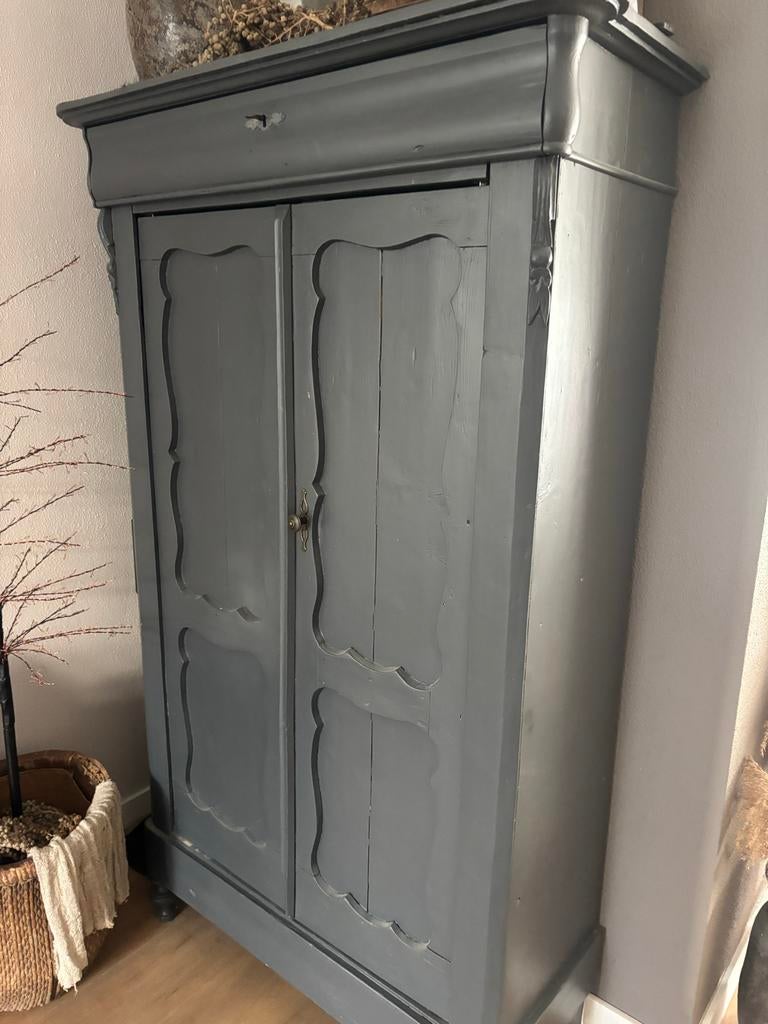 Mooie Biedermeier Meidenkast - Antraciet, Ophalen