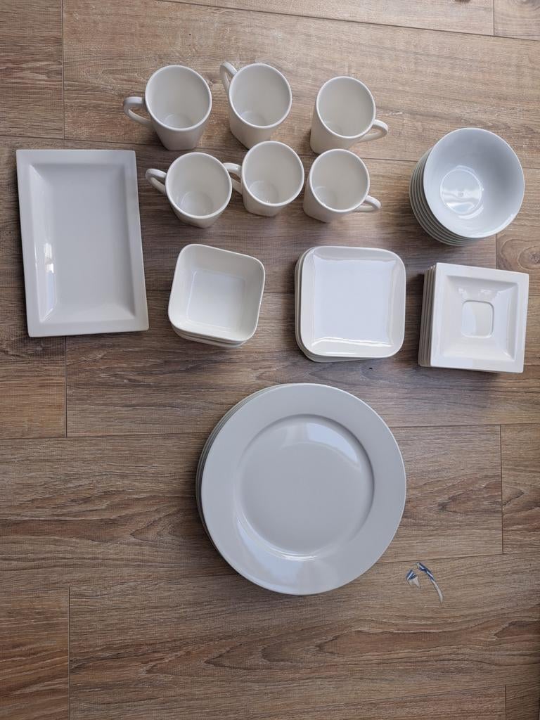 Nieuw! Complete 35+ delige Serviesset – Wit Keramiek, Huis en Inrichting, Keuken | Servies, Nieuw, Overige stijlen, Porselein