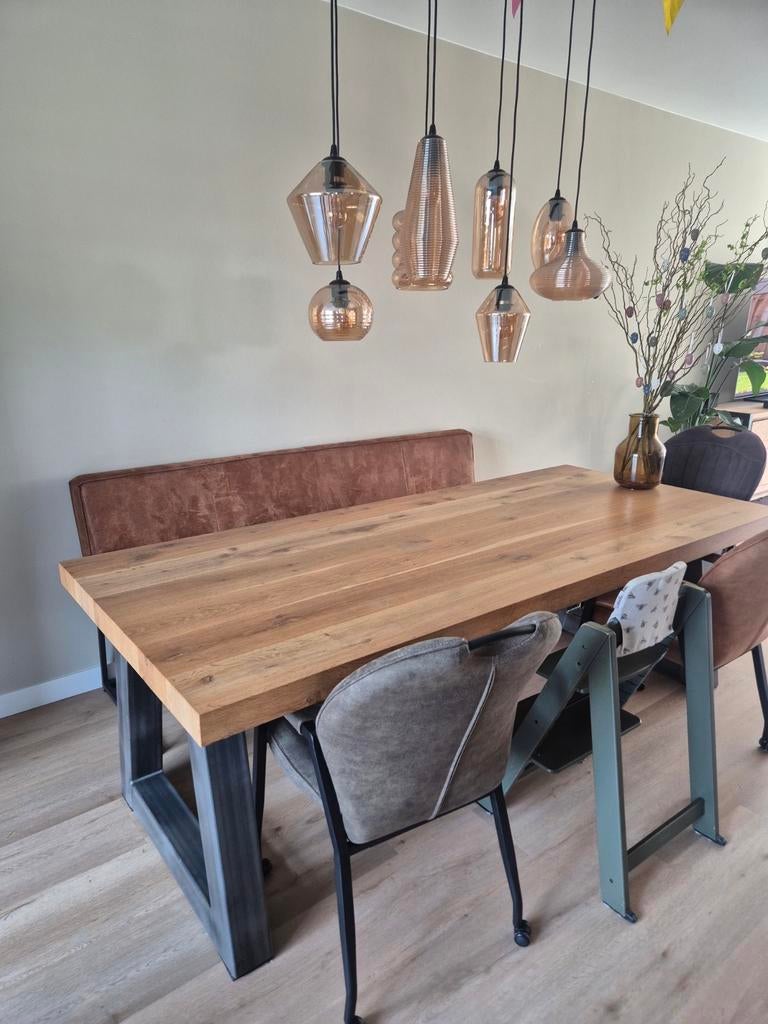 Eikenhouten tafel 230x100 (direct af te halen!), Ophalen, Gebruikt, Eikenhout, 200 cm of meer