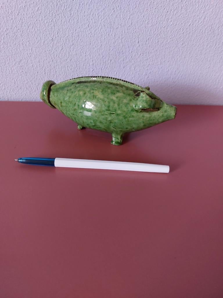 Antiek Spaarvarken groen rond 1900., Antiek en Kunst, Ophalen of Verzenden