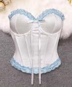 Sexy korset / shaper effen bustier - Wit met lichtblauw, Ophalen of Verzenden, Wit, Body of Korset