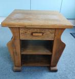 Massief eiken krantenbak met lade en opbergvakken, Ophalen, Gebruikt