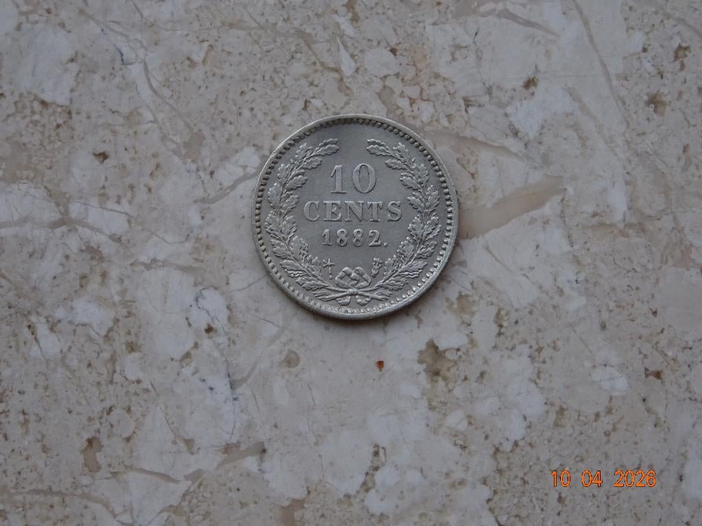 10 cent 1882, Postzegels en Munten, Munten | Nederland, Koning Willem III, Verzenden, Zilver, 10 cent