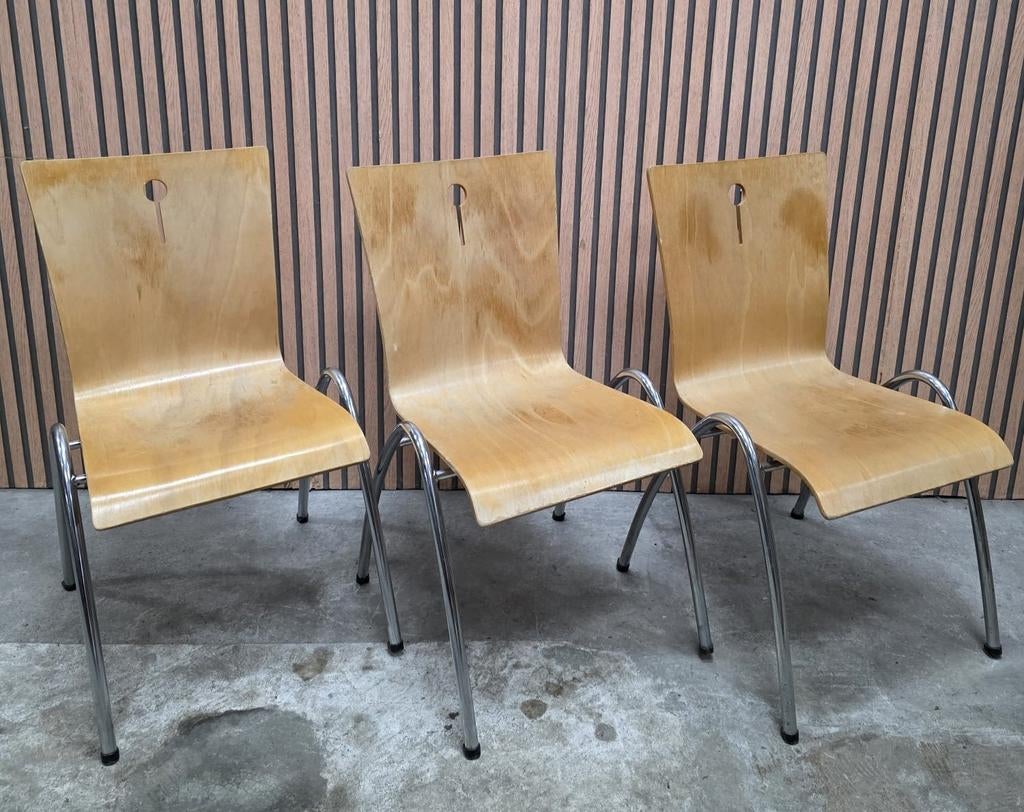 69 x houten vergaderstoelen kantine stoelen horeca zaal cafe, Ophalen of Verzenden, Zo goed als nieuw, Vijf, Zes of meer stoelen