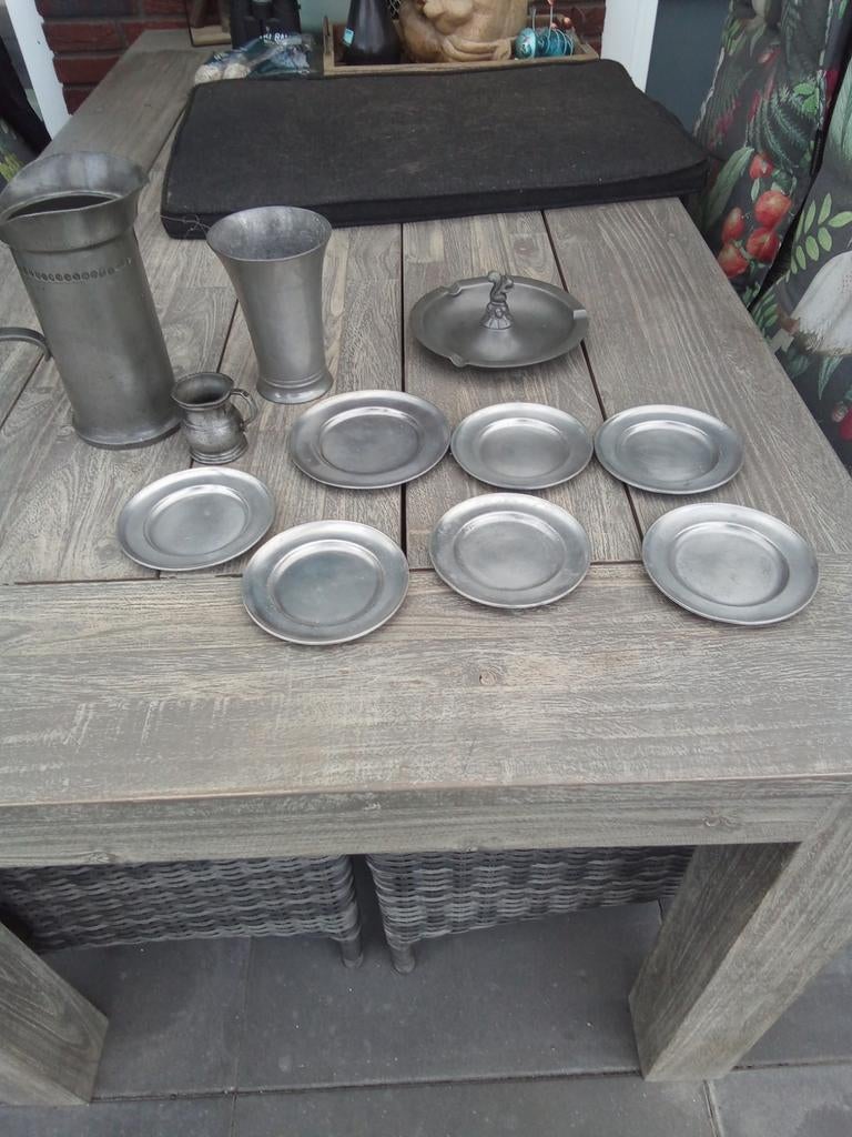 Een lot tinnen voorwerpen, Antiek en Kunst, Ophalen