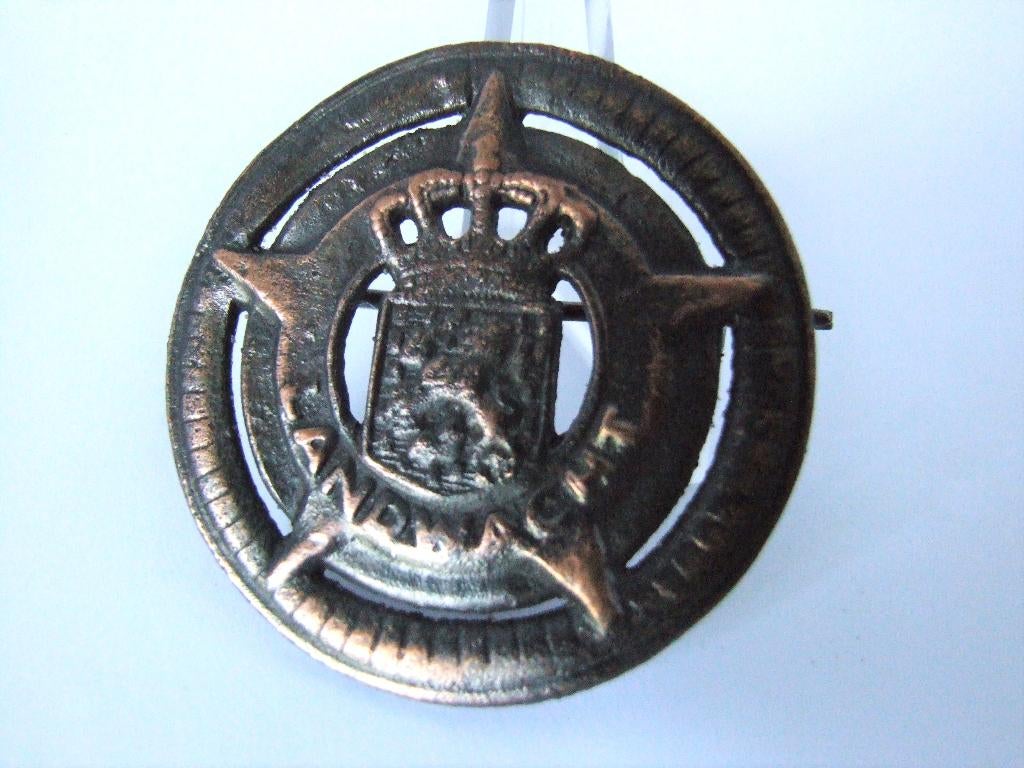 Embleem,Badge,KNIL,Landwacht,WWII,Koper, Verzenden, Landmacht, Nederland, Embleem of Badge