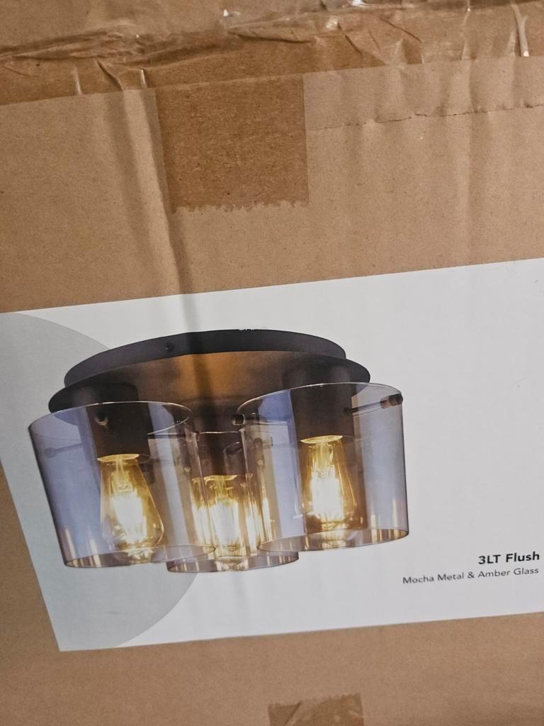 Plafondlamp Searchlight Sweden 88911-3MO nieuw ( ontbreekt ), Ophalen of Verzenden, Nieuw, Glas