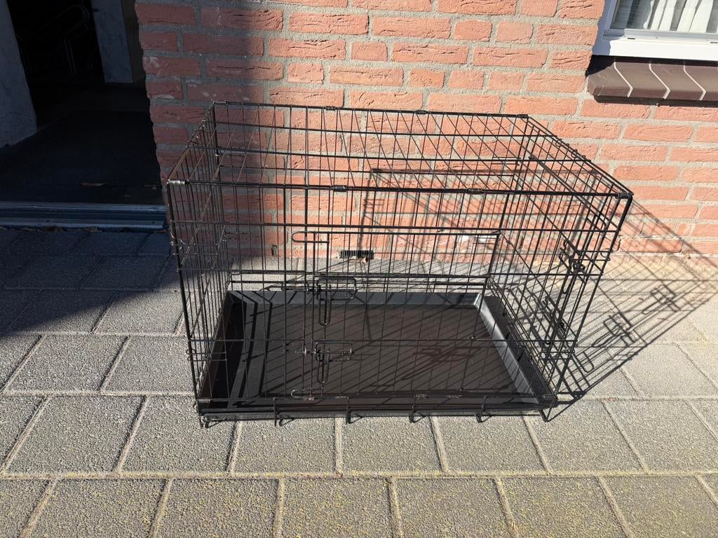 Zwarte Hondenbench 2-deurs, Ophalen, Minder dan 65 cm, Hondenhok, Zo goed als nieuw