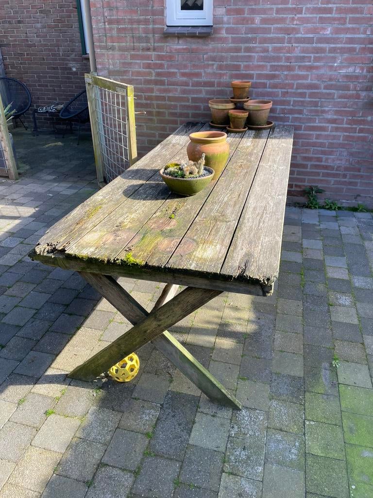 Tuintafel gratis, Tuin en Terras, Picknicktafels, Ophalen, Gebruikt, Rechthoekig, Hout