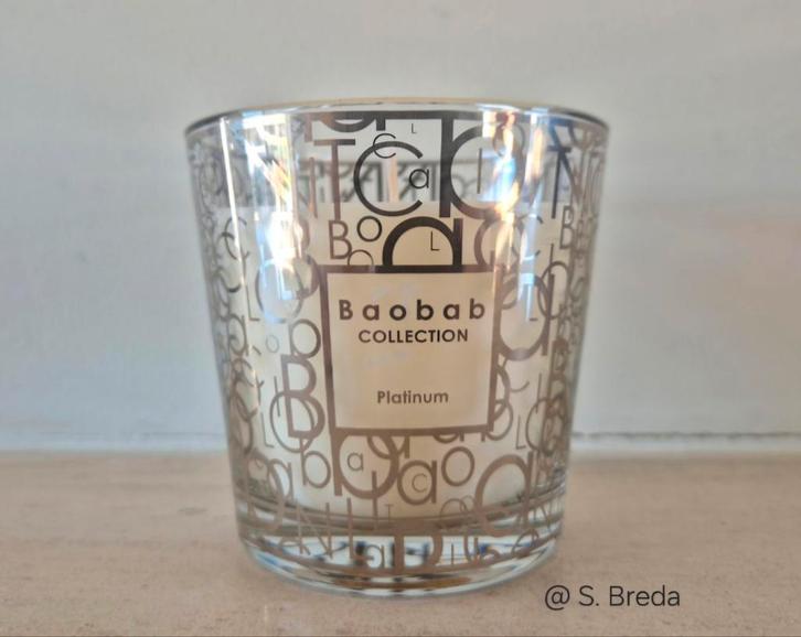 Baobab | Platinum | Geurkaars Max08 kaars, Huis en Inrichting, Woonaccessoires | Kandelaars en Kaarsen, Nieuw, Kaars, Minder dan 25 cm