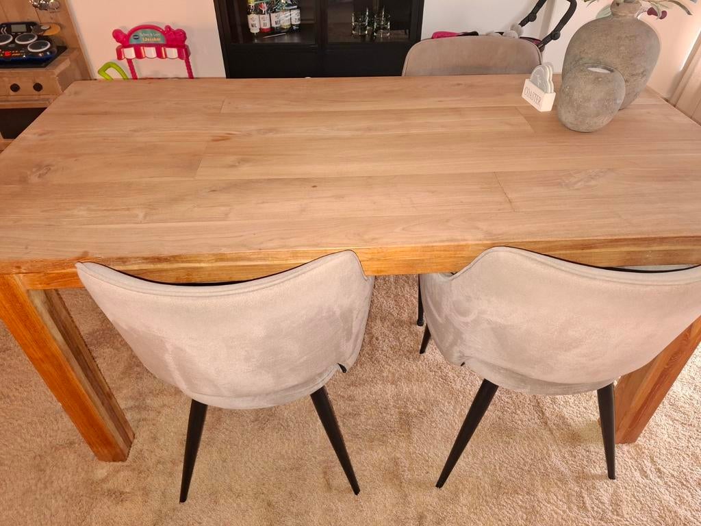 Teakhouten eettafel 180x90 cm, Ophalen, Gebruikt, Teakhout, 50 tot 100 cm